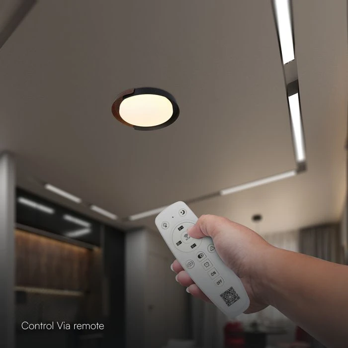 48W LED lubinis šviestuvas, juodos/medžio sp., 3000/4000/6000K, dimeriuojamas