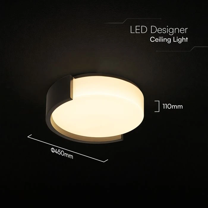 48W LED lubinis šviestuvas, juodos sp., 3000/4000/6000K, dimeriuojamas