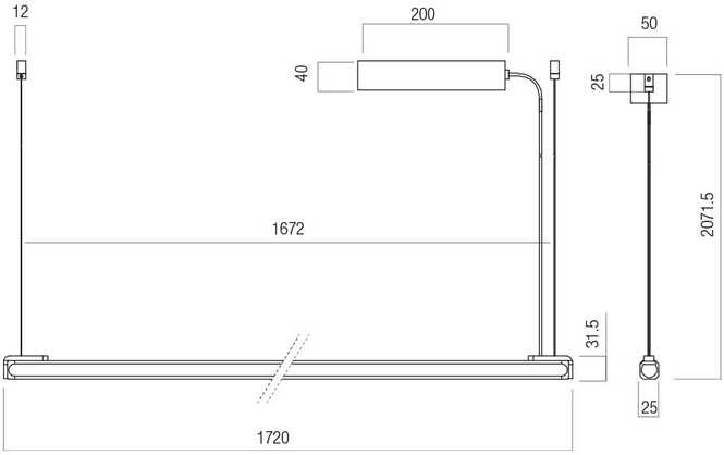 48W LED pakabinamas šviestuvas CRISP, juodos sp., 3000K, dimeriuojamas, 01-4703