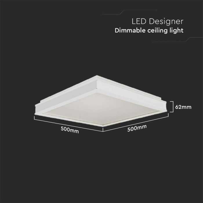 Lubinis šviestuvas V-tac 48W LED paviršinis šviestuvas, baltas, 4000K, dimeriuojamas