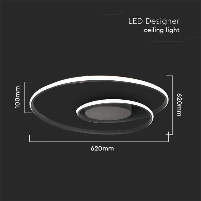 Lubinis šviestuvas V-tac 48W LED paviršinis šviestuvas, juodas, 4000K, dimeriuojamas
