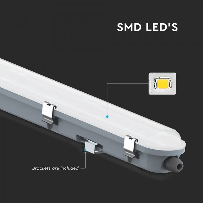 V-tac 48W LED šviestuvas T8, 150cm, 6500K, pieno sp. dangteliu, su 3h avariniu moduliu