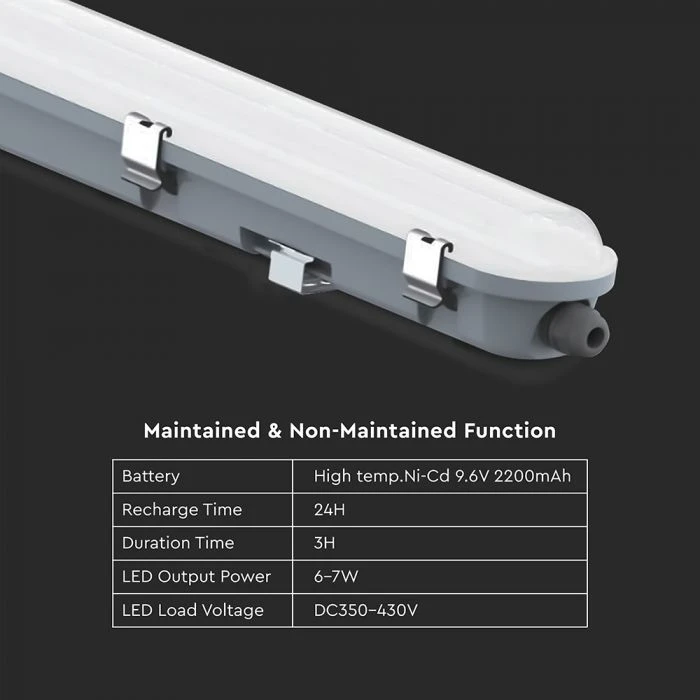 V-tac 48W LED šviestuvas T8, 150cm, 6500K, pieno sp. dangteliu, su 3h avariniu moduliu