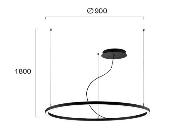 48W pakabinamas šviestuvas VERDI, Ø90cm, 3000K, juodas, 4224100