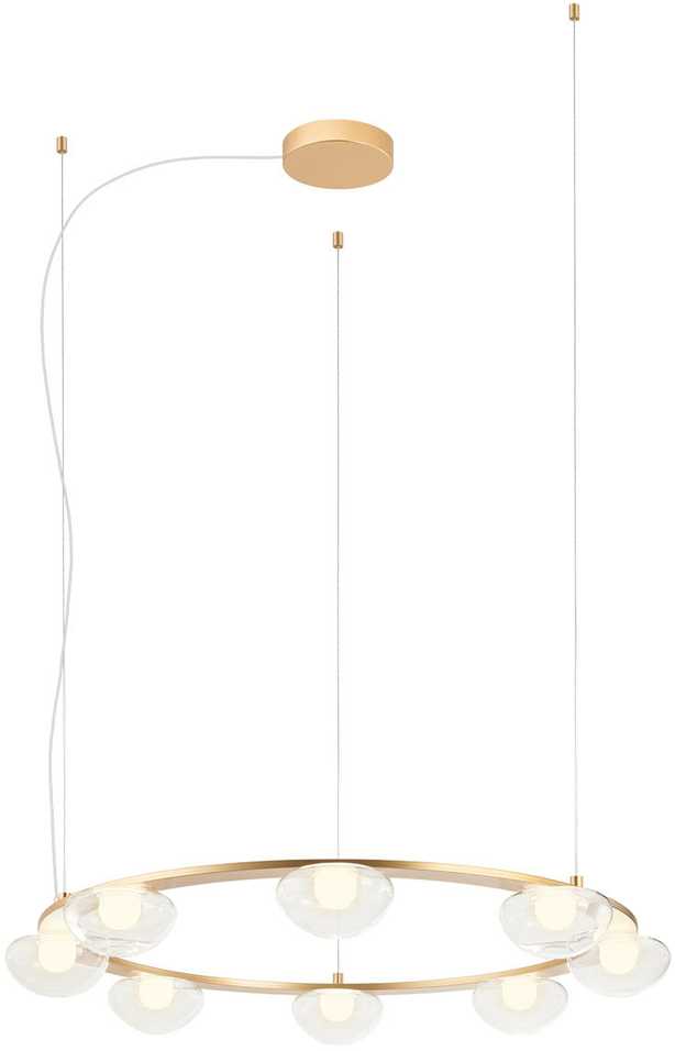 49,6W LED pakabinamas šviestuvas SINCLAIR, matinės aukso sp./skaidrus, 3000K, dimeriuojamas, 01-3249