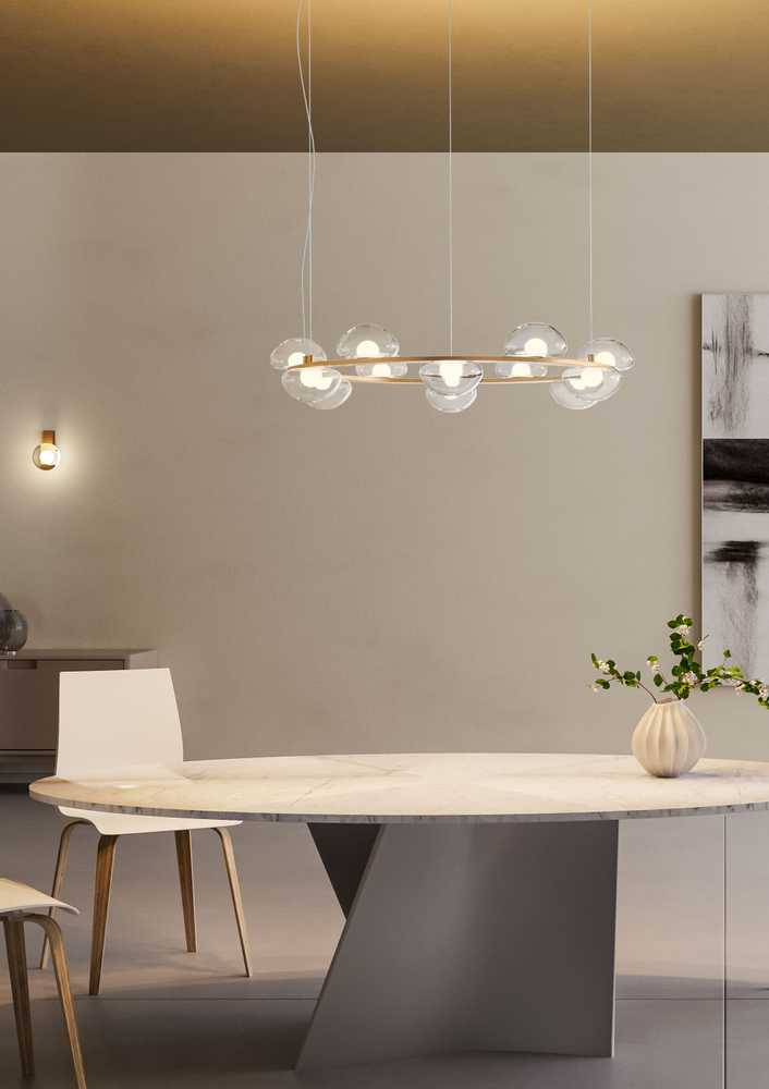 49,6W LED pakabinamas šviestuvas SINCLAIR, matinės aukso sp./skaidrus, 3000K, dimeriuojamas, 01-3249