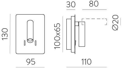 4W + 3W LED sieninis šviestuvas MANAT MINI, juodas, 3000K, A3568100N