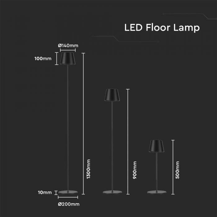 V-tac 4W LED įkraunamas reguliuojamo aukščio šviestuvas, juodas, 3000K, dimeriuojamas, IP54
