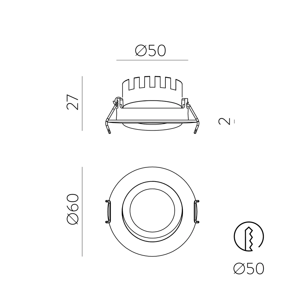 4W LED įleidžiamas šviestuvas TILT, baltas, 2700/3000K, dimeriuojamas, IP40, E4023070BDP