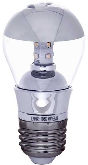 4W LED lemputė, E27, skaidri/veidrodinė, 3000K