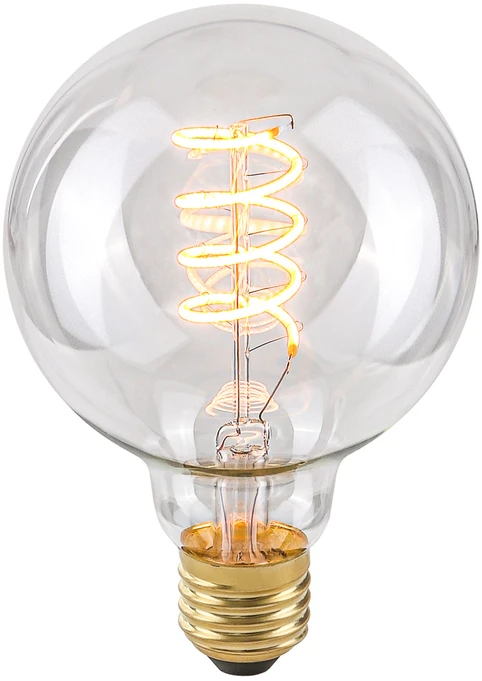 4W LED lemputė, G95, E27, skaidri, 2200K, dimeriuojama