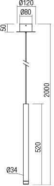4W LED pakabinamas šviestuvas MADISON, juodas, 3000K, 01-2045