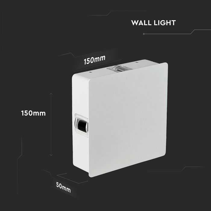 V-tac 4W LED sieninis šviestuvas, baltas, 3000K, šviečia į 4 puses