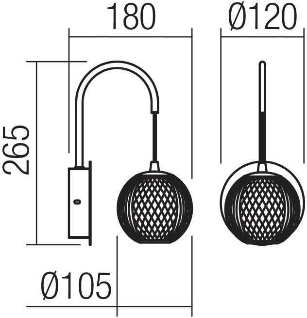4W LED sieninis šviestuvas GIANET, juodas, 3000K