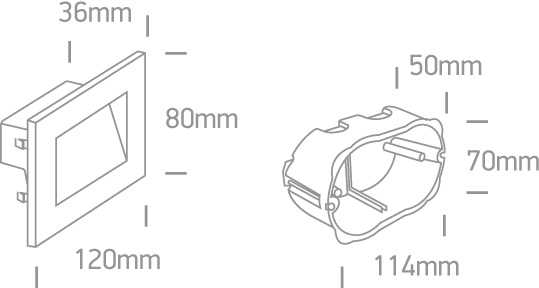 4W LED sieninis šviestuvas, juodas, 3000K, 68076/B/W