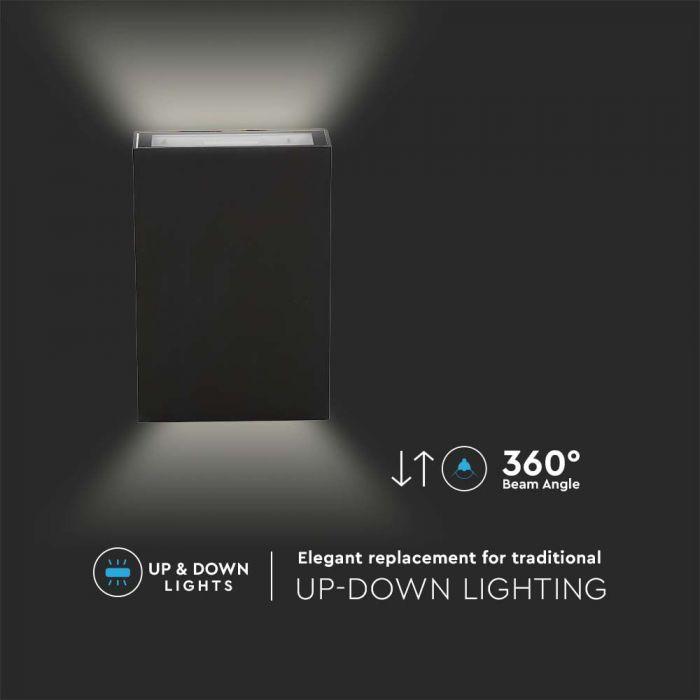 V-tac 4W LED sieninis šviestuvas, juodas, 6400K, IP65