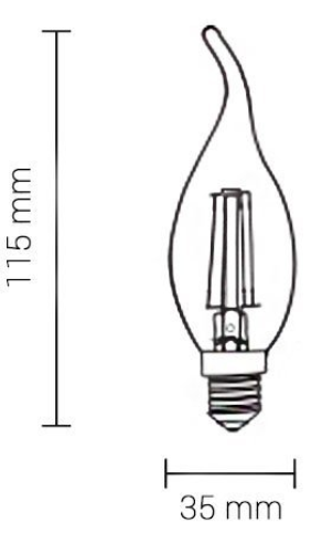 4W LED žvakės formos lemputė OPTONICA, E14, 2700K