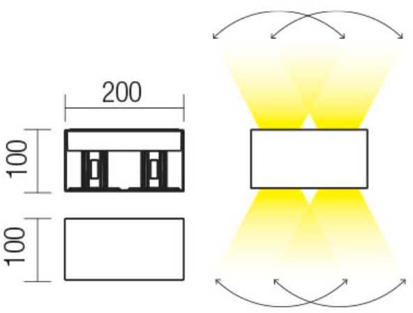 Sieninis šviestuvas 4x5W LED sieninis lauko šviestuvas VARY, tamsiai pilkas, 3000K, IP54, šviečia į viršų ir į apačią, 90302