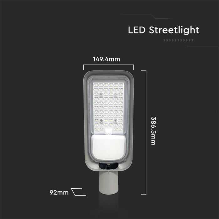 V-tac 50W LED gatvės šviestuvas, pilkas, 6500K
