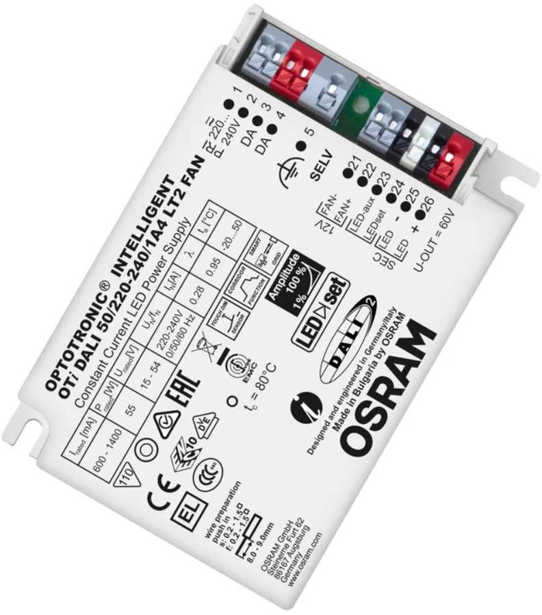 50W LED maitinimo šaltinis OPTOTRONIC, 600-1400mA, DALI