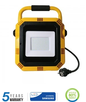 50W LED nešiojamas prožektorius V-TAC, 4000K (natūraliai balta), IP44, SAMSUNG LED chip