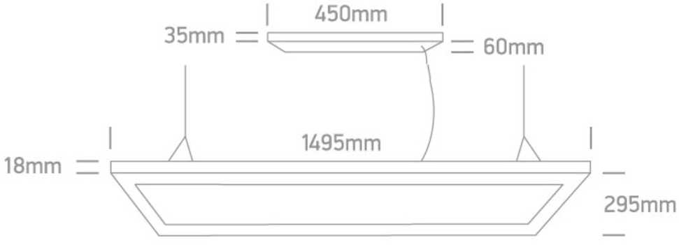 50W LED pakabinama panelė, 150x30cm, balta, 3000/4000/5700K, šviečia į viršų ir į apačią, 38012B/W/V