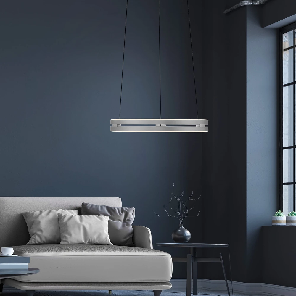 50W LED pakabinamas šviestuvas E-LOOP, aliuminio sp., 2700-5000K, dimeriuojamas, 50cm, reguliuojamo aukščio
