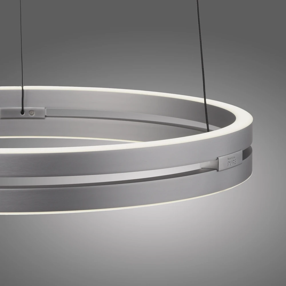 50W LED pakabinamas šviestuvas E-LOOP, aliuminio sp., 2700-5000K, dimeriuojamas, 50cm, reguliuojamo aukščio