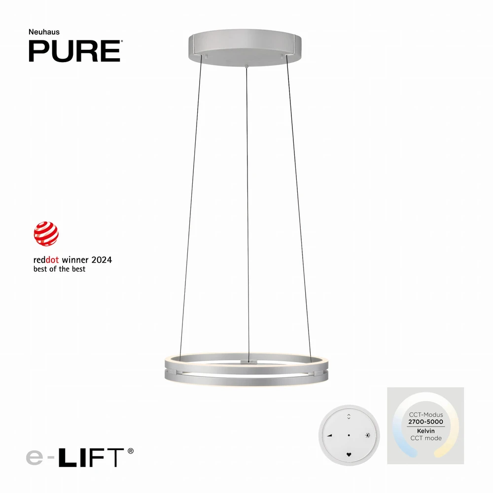 50W LED pakabinamas šviestuvas E-LOOP, aliuminio sp., 2700-5000K, dimeriuojamas, 50cm, reguliuojamo aukščio