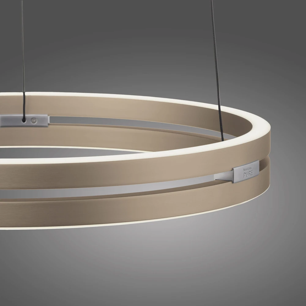 50W LED pakabinamas šviestuvas E-LOOP, žalvario sp., 2700-5000K, dimeriuojamas, 50cm, reguliuojamo aukščio