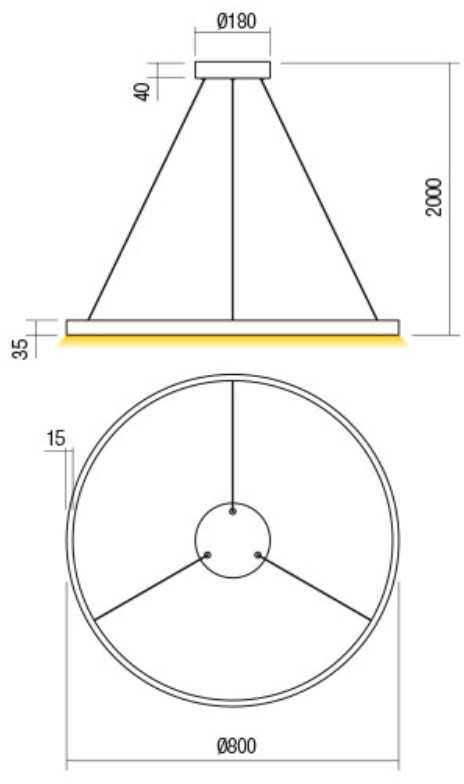 50W LED pakabinamas šviestuvas FEBE, juodas, 4000K, dimeriuojamas, 01-2874
