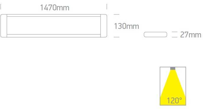 50W LED paviršinis linijinis šviestuvas, baltas, 3000/4000/6500K, 38250M/W/V