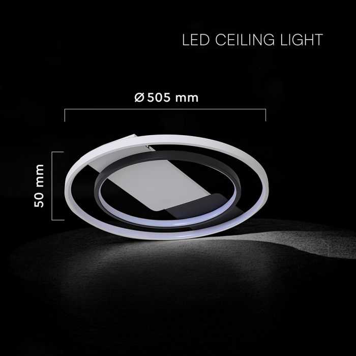 Lubinis šviestuvas 50W LED paviršinis šviestuvas, baltos/juodos sp., 3000/4500/6500K, dimeriuojamas