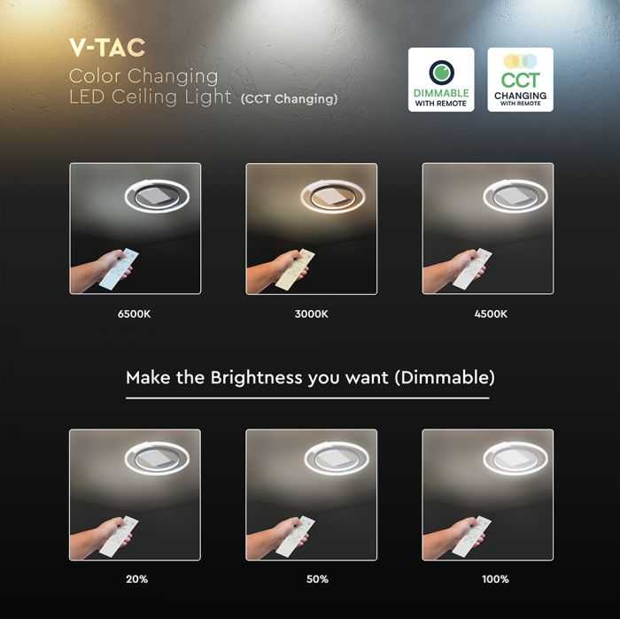 Lubinis šviestuvas 50W LED paviršinis šviestuvas, baltos/juodos sp., 3000/4500/6500K, dimeriuojamas