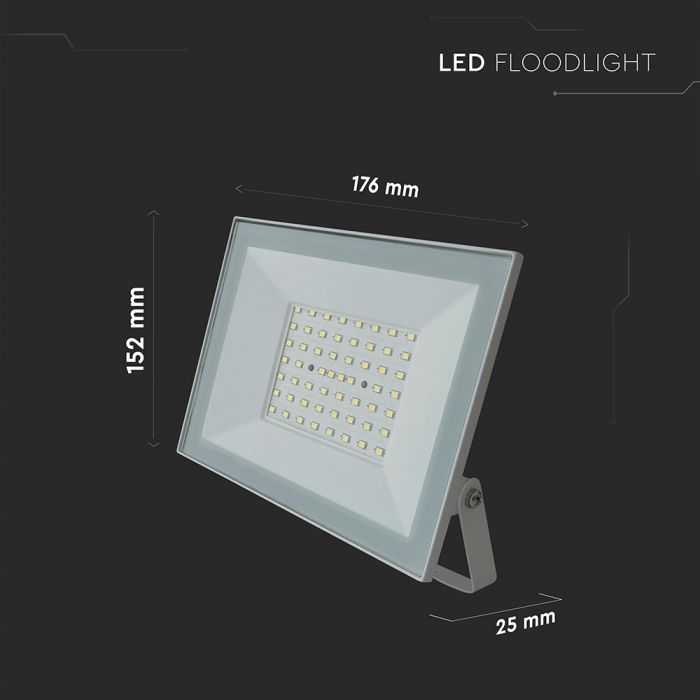 V-tac 50W LED prožektorius, baltas, 6500K