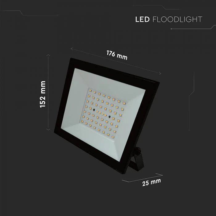 V-tac 50W LED prožektorius, juodas, 4000K