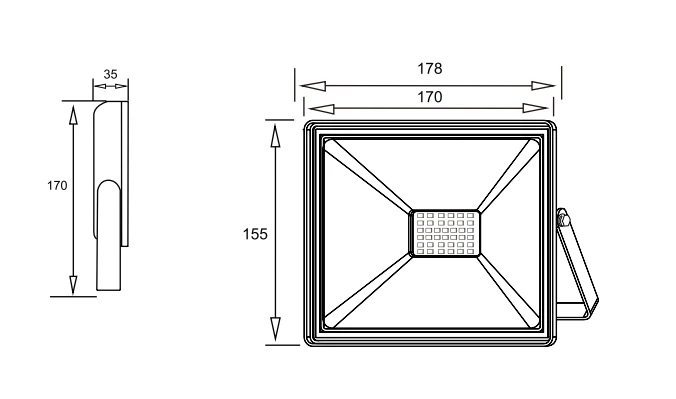 50W LED prožektorius, juodas, 4000K, IP65