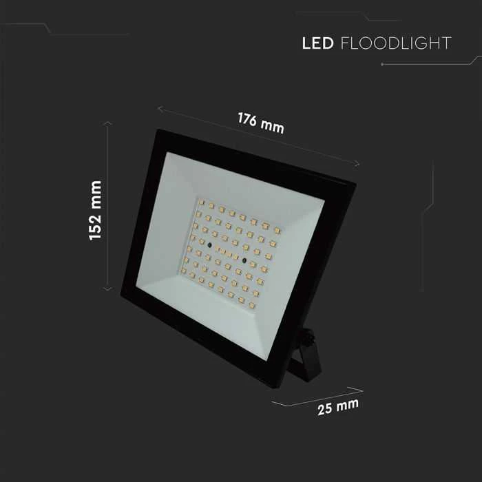 V-tac 50W LED prožektorius, juodas, 6500K
