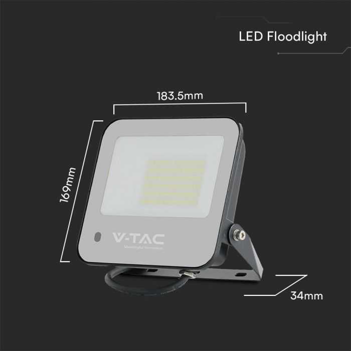 V-tac 50W LED prožektorius, juodu korpusu, 6500K/RGB, dimeriuojamas, su nuotolinio valdymo pulteliu
