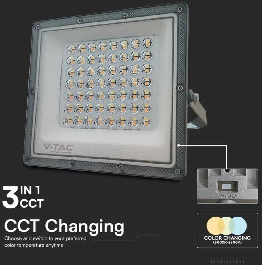 V-tac 50W LED prožektorius, pilkas, 3000/4000/6500K