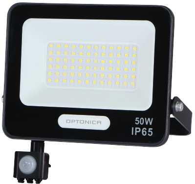 50W LED prožektorius su judesio davikliu, juodas, 6000K