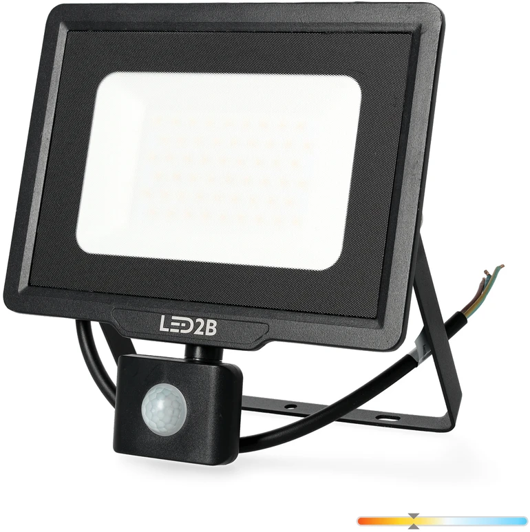 50W LED prožektorius su judesio davikliu MHC, juodas, 3000K, IP44