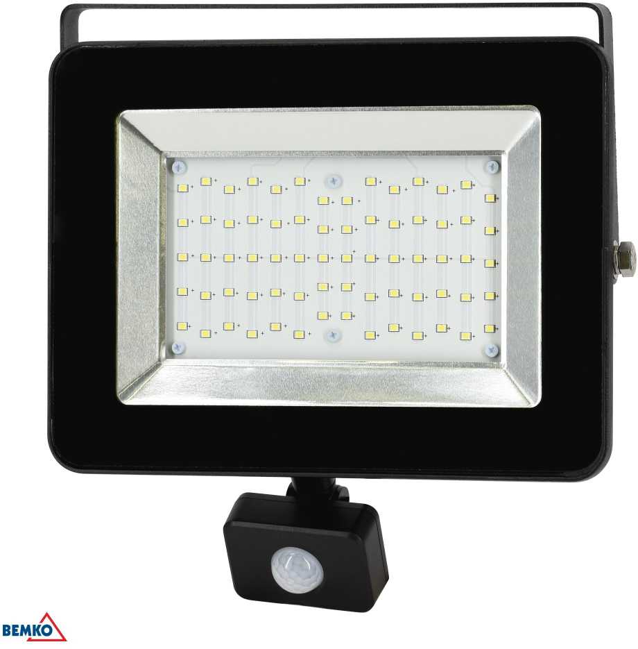 50W LED prožektorius su judesio davikliu LOFOT, juodas, 6000K, IP65