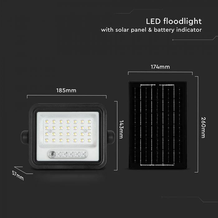 50W LED prožektorius su saulės baterija, juodas, 2000-8000K, dimeriuojamas