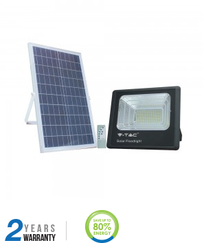 V-tac 50W LED prožektorius su saulės baterija, juodas, 4000K