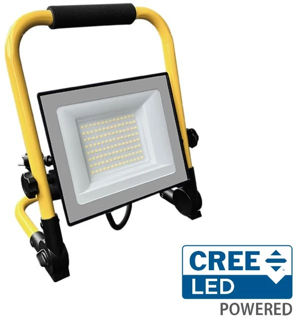 50W LED prožektorius su stovu, juodos/geltonos sp., 6500K, CREE LED chip