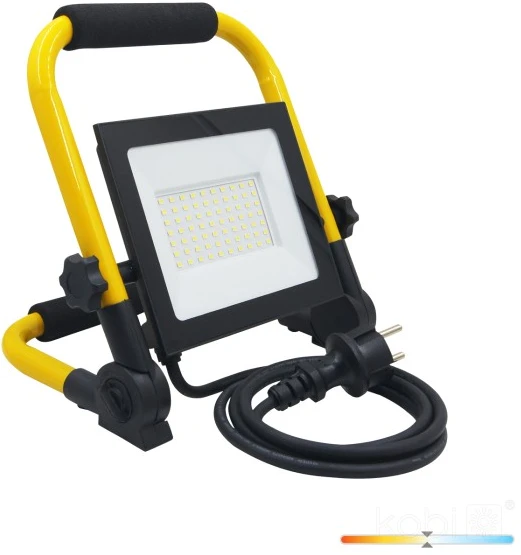 50W LED prožektorius su stovu TIGRA, juodos/geltonos sp., 4000K, IP54