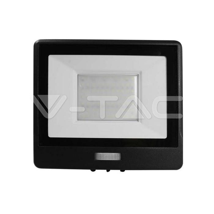 Samsung 50W LED prožektorius V-TAC, juodas, 4000K, su PIR judesio davikliu