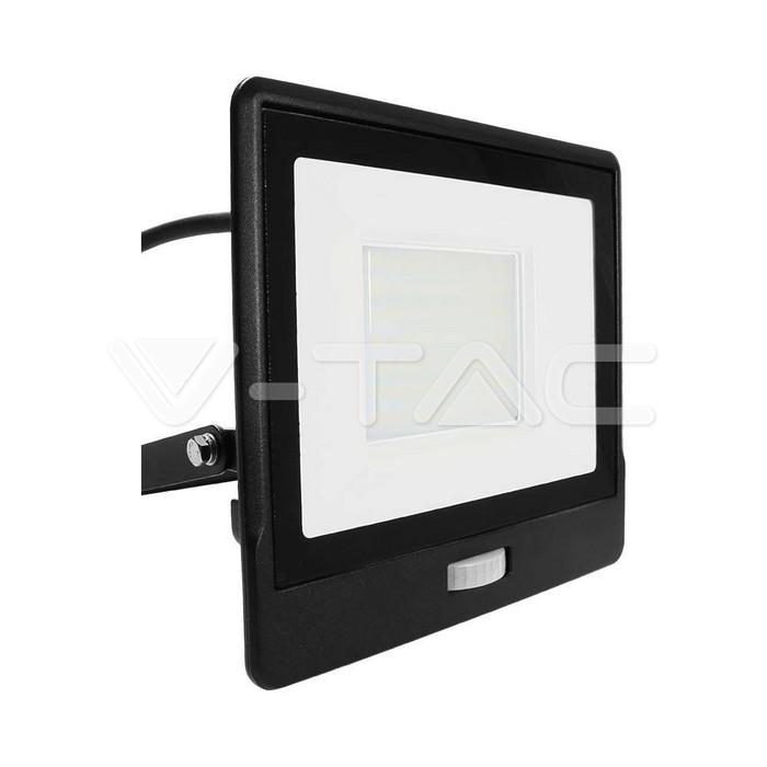 Samsung 50W LED prožektorius V-TAC, juodas, 4000K, su PIR judesio davikliu