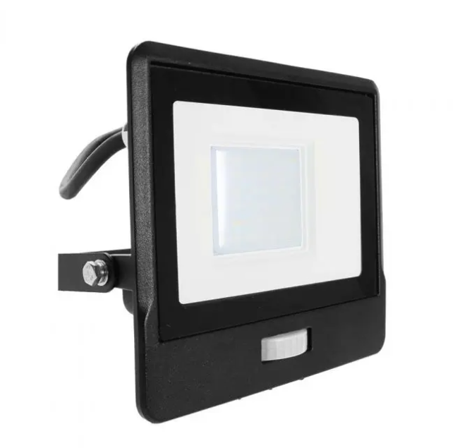 Samsung 50W LED prožektorius V-TAC, juodu korpusu, 6500K, su judesio davikliu